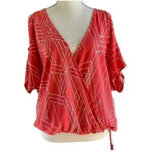 Lovestitch Coral Boho Cross Front Tassel Blouse S